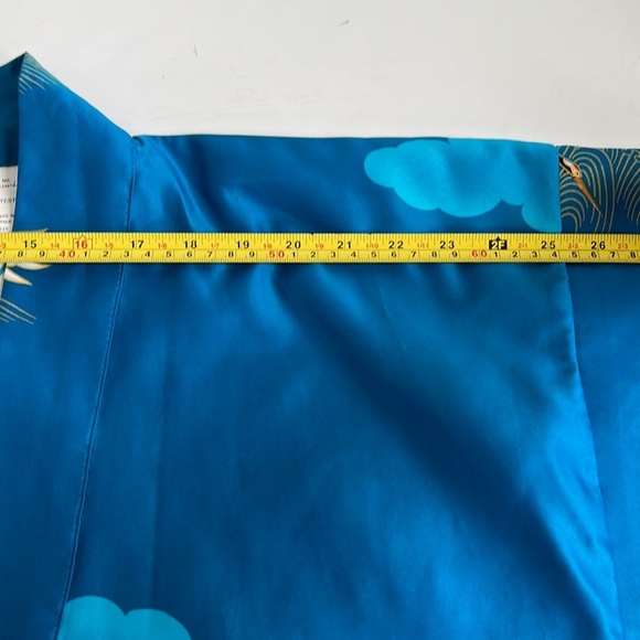 Vintage Marukyo Tokyo turquoise blue w cranes kimono robe - Picture 15 of 16